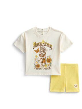 Dolly Parton Baby Girls Graphic Tee and Bike Shorts Set, 2-Piece